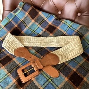 Ralph Lauren Woven Leather Corded wide belt